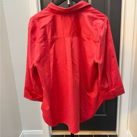 Chico's Bold coral red Button-Down Shirt - Picture 2 of 5